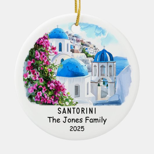Gepersonaliseerd Santorini Ornament, Griekenland Keramisch Ornament (Voorkant)