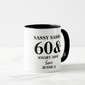 Gepersonaliseerd Sassy Sixty Grappig Verjaardagsca Mok (Voorkant rechts)