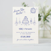 Gepersonaliseerd Save the date uitnodiging Huwelij (Staand voorkant)