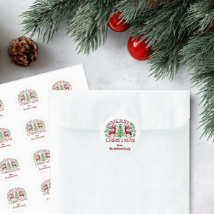 Gepersonaliseerd Scandinavisch Vrolijk Kerstfeest Ronde Sticker