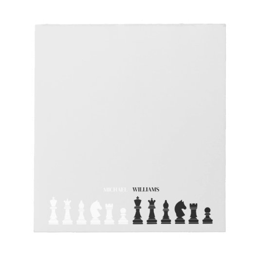 Gepersonaliseerd schaakstuk grijs notitieblok (Voorkant)