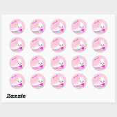 Gepersonaliseerd schaatsen Roze Kawaii kunstschaat Ronde Sticker (Vel)