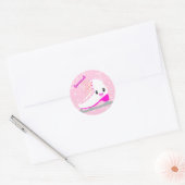 Gepersonaliseerd schaatsen Roze Kawaii kunstschaat Ronde Sticker (Envelop)