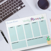 Gepersonaliseerd schattig blauw Weekly Planner Not Notitieblok