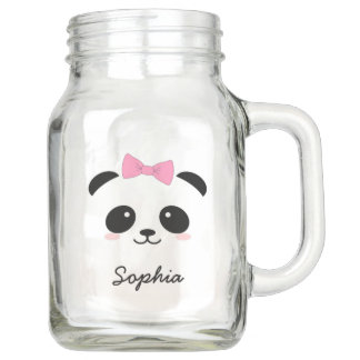 gepersonaliseerd schattig dier panda girly mason j mason jar