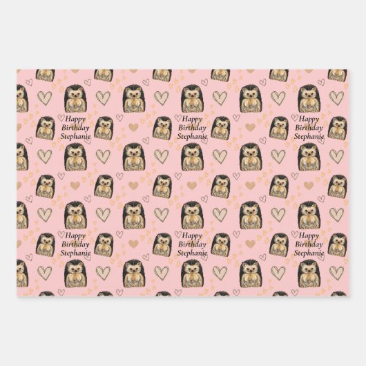 Gepersonaliseerd schattig egel cadeaupapier (Voorkant)