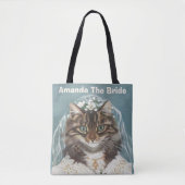 Gepersonaliseerd schattig kattenbruid tote bag (Voorkant)