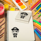 Gepersonaliseerd Schattig Pirate Meisje Rubberstempel