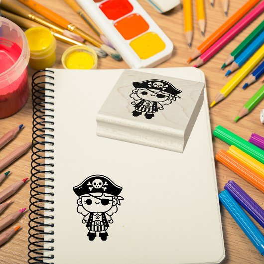 Gepersonaliseerd Schattig Pirate Meisje Rubberstempel