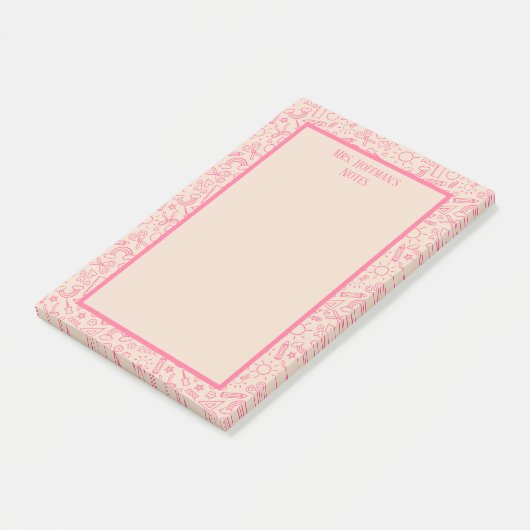 Gepersonaliseerd schattig school essentials patroo post-it® notes (Schuin)