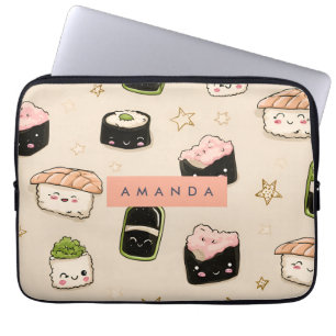 Gepersonaliseerd Schattig sushi en sojasaus patroo Laptop Sleeve