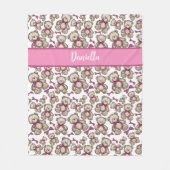 Gepersonaliseerd schattig teddy draagt roze lint p fleece deken (Voorkant)