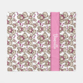 Gepersonaliseerd schattig teddy draagt roze lint p fleece deken (Voorkant (Horizontaal))
