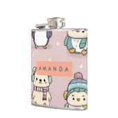 Gepersonaliseerd Schattig winterpinguïnpatroon Heupfles (Links)