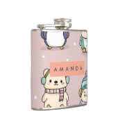 Gepersonaliseerd Schattig winterpinguïnpatroon Heupfles (Rechts)