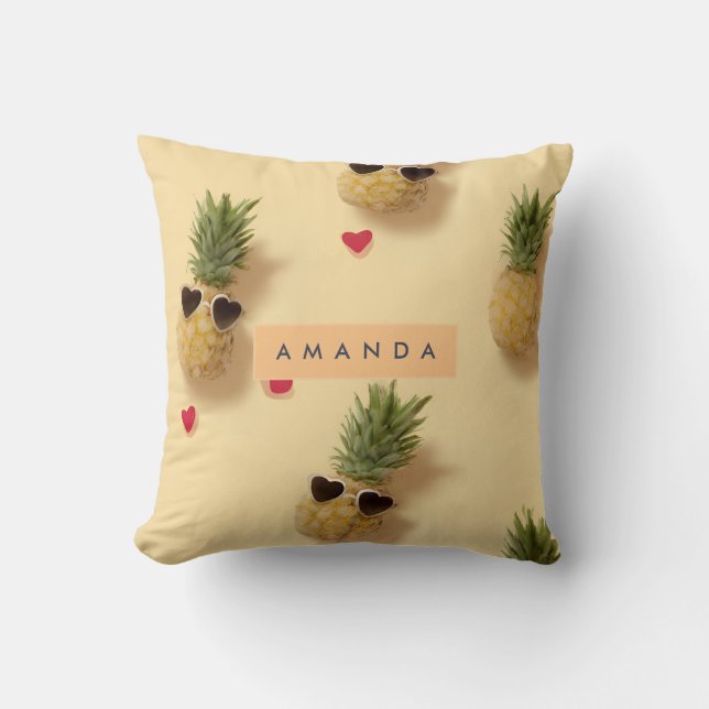 Gepersonaliseerd Schattige ananaspatroon Kussen (Voorkant)