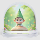 Gepersonaliseerd Schattige Baby Elf Snow Wereldbol Sneeuwbol (Achterkant)