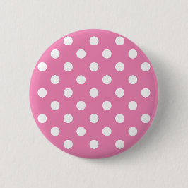 Gepersonaliseerd schattige baby roze poka-stippen ronde button 5,7 cm