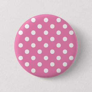 Gepersonaliseerd schattige baby roze poka-stippen ronde button 5,7 cm