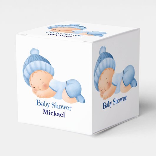 Gepersonaliseerd Schattige Baby shower, Baby Boy, Bedankdoosjes (Voorkant Zijde)