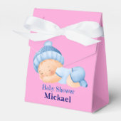 Gepersonaliseerd Schattige Baby shower, Baby Boy,  Bedankdoosjes (Voorkant Zijde)