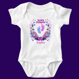 Gepersonaliseerd Schattige Baby shower Bloemenpatr Romper