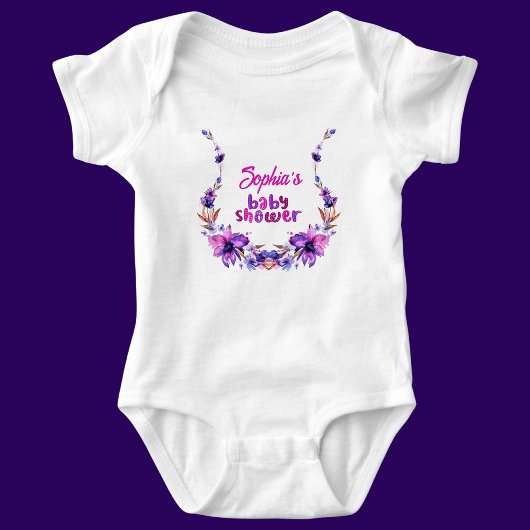 Gepersonaliseerd Schattige Baby shower Bloemenpatr Romper