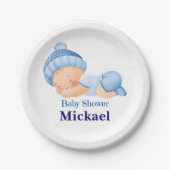 Gepersonaliseerd Schattige Baby shower Papieren Bordje (Voorkant)