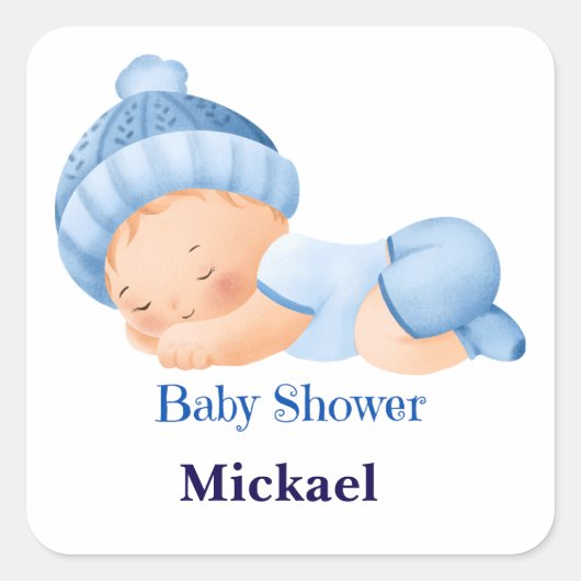 Gepersonaliseerd Schattige Baby shower Vierkante Sticker (Voorkant)