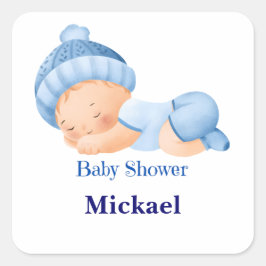 Gepersonaliseerd Schattige Baby shower Vierkante Sticker