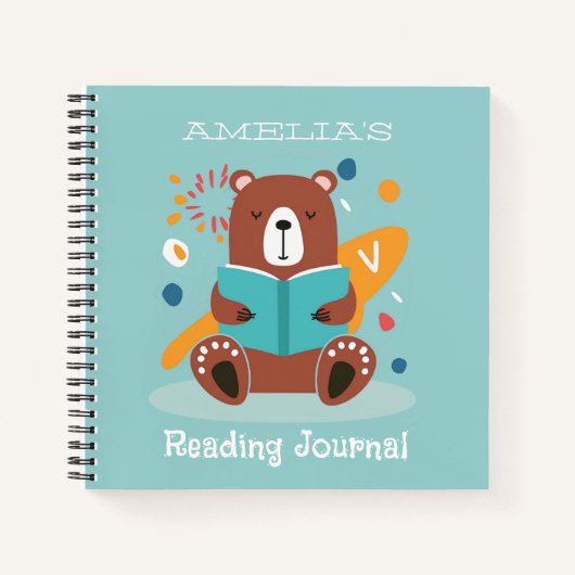 Gepersonaliseerd Schattige Beer Reading Journal Notitieboek (Voorkant)