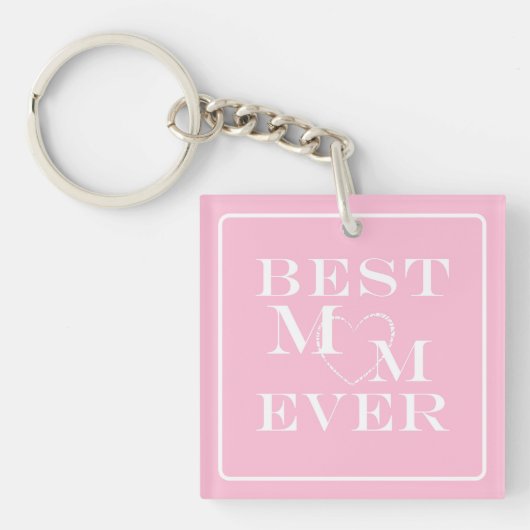 Gepersonaliseerd Schattige "Beste Mam Ooit" Wit Ha Sleutelhanger (Voorkant)