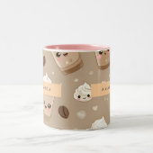 Gepersonaliseerd Schattige cappuccinopatroon Tweekleurige Koffiemok (Center)