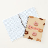 Gepersonaliseerd Schattige Cat Ear Donuts Pattern Notitieboek (Binnen)