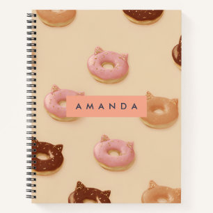 Gepersonaliseerd Schattige Cat Ear Donuts Pattern Notitieboek