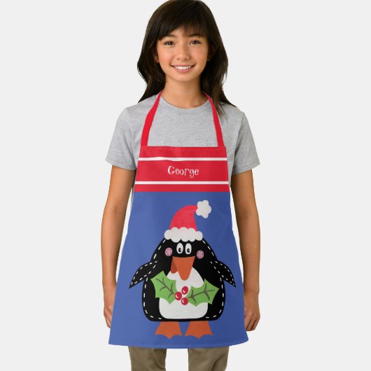 Gepersonaliseerd Schattige Christmas Penguin Schor Schort (Insitu)