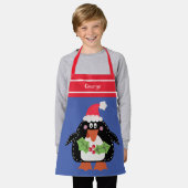 Gepersonaliseerd Schattige Christmas Penguin Schor Schort (Gedragen)
