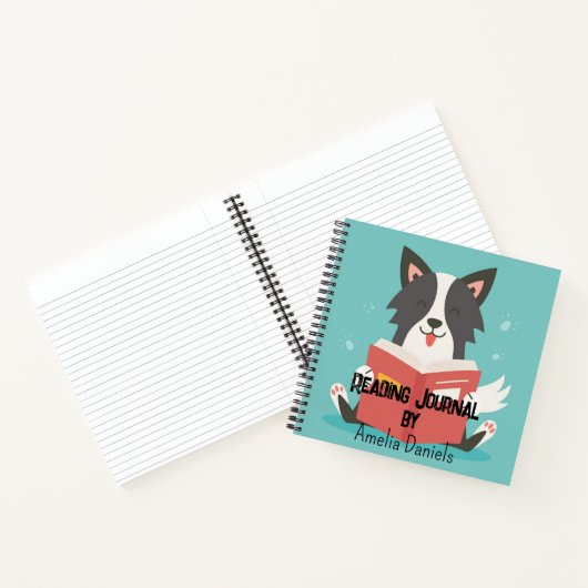 Gepersonaliseerd Schattige Dog Reading Journal Notitieboek (Binnen)