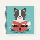 Gepersonaliseerd Schattige Dog Reading Journal Notitieboek (Voorkant)