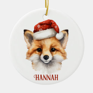 Gepersonaliseerd Schattige Fox Kerstornament Keramisch Ornament
