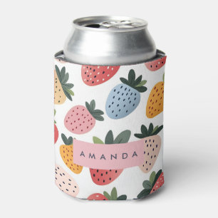 Gepersonaliseerd Schattige fruit aardbeienpatroon Blikjeskoeler