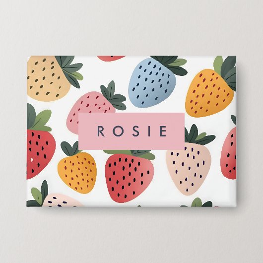 Gepersonaliseerd Schattige fruit aardbeienpatroon Button (Voorkant)