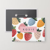Gepersonaliseerd Schattige fruit aardbeienpatroon Button (Voorkant / Achterkant)