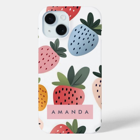 Gepersonaliseerd Schattige fruit aardbeienpatroon Case-Mate iPhone Case (Achterkant)