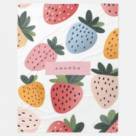 Gepersonaliseerd Schattige fruit aardbeienpatroon Fleece Deken
