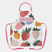 Gepersonaliseerd Schattige fruit aardbeienpatroon Schort (Voorkant)