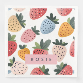 Gepersonaliseerd Schattige fruit aardbeienpatroon Servet