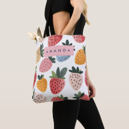 Gepersonaliseerd Schattige fruit aardbeienpatroon Tote Bag
