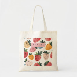 Gepersonaliseerd Schattige fruit aardbeienpatroon Tote Bag