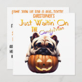 Gepersonaliseerd Schattige Funny Halloween Pug Pup Kaart (Voorkant / Achterkant)